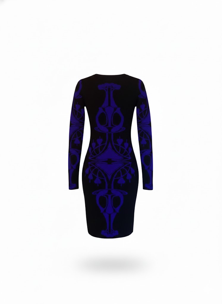 Vintage Custo Barcelona Dress — 80s Abstract Print Midi Length