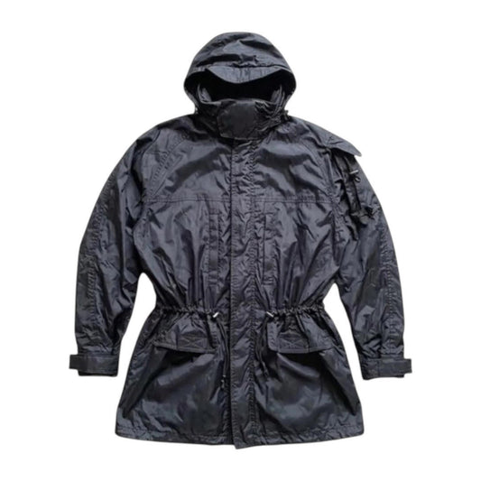 Vintage Moschino Tech Jacket Black, Archive Utility Parka, Oversized Hooded Windbreaker, Minimalist Tactical