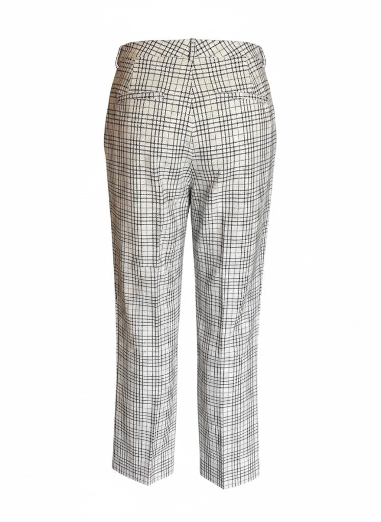 Burberry Straight Leg Pants for Women | White and Blue Plaid Ankle Pants | Size M | British Designer Fashion