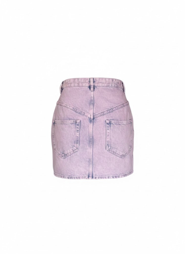Pink Denim Mini Skirt Isabel Marant | Pockets & Branded Button Closure | Size S | 20s Inspired