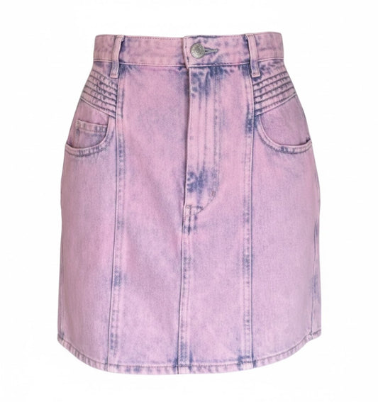 Pink Denim Mini Skirt Isabel Marant | Pockets & Branded Button Closure | Size S | 20s Inspired