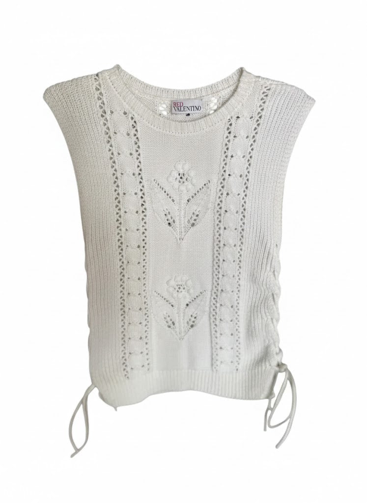 Valentino Sleeveless Top with Floral Embroidery
