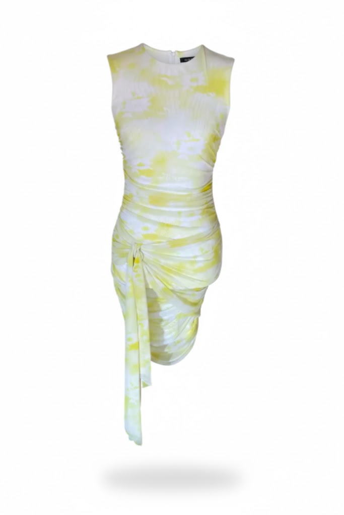 MSGM Lemon Yellow Midi Dress – Fitted, Runway Archive